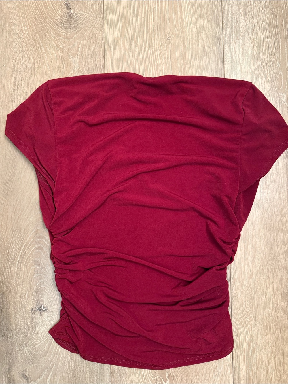 Urban Outfitters Wine Red Ruched Short Sleeve Top - Picture 4 of 4